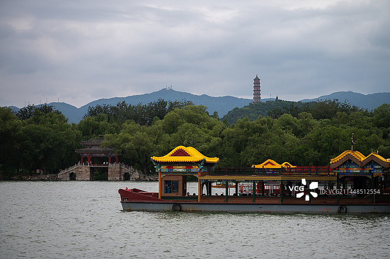 颐和园昆明湖游船风光图片素材