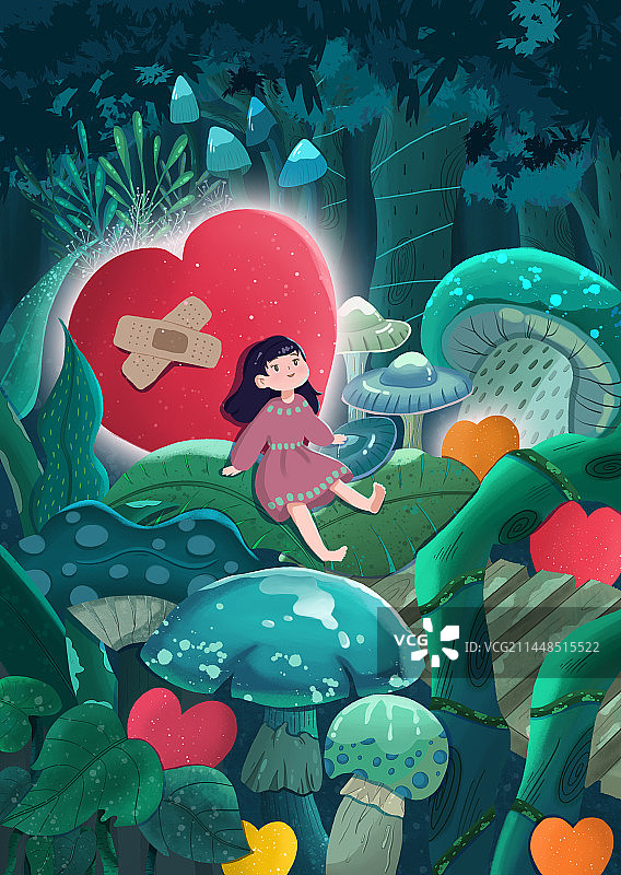 爱心蘑菇森林图片素材