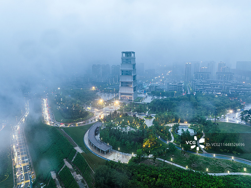 西安城市地标建筑航天揽月阁图片素材