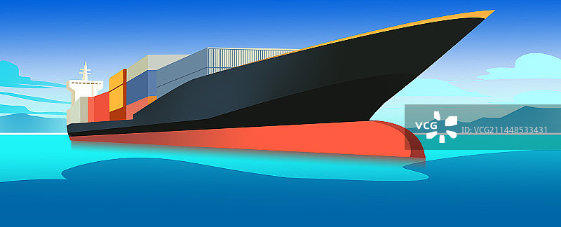 丝绸之路一带一路国际贸易做生意远洋货轮运输商品经济大海海上插画图片素材