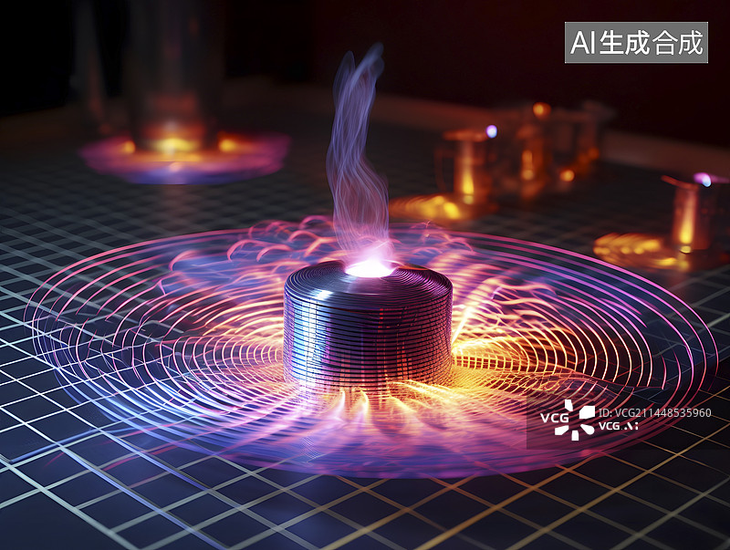【AI数字艺术】室温超导材料三维模型全息投影图片素材