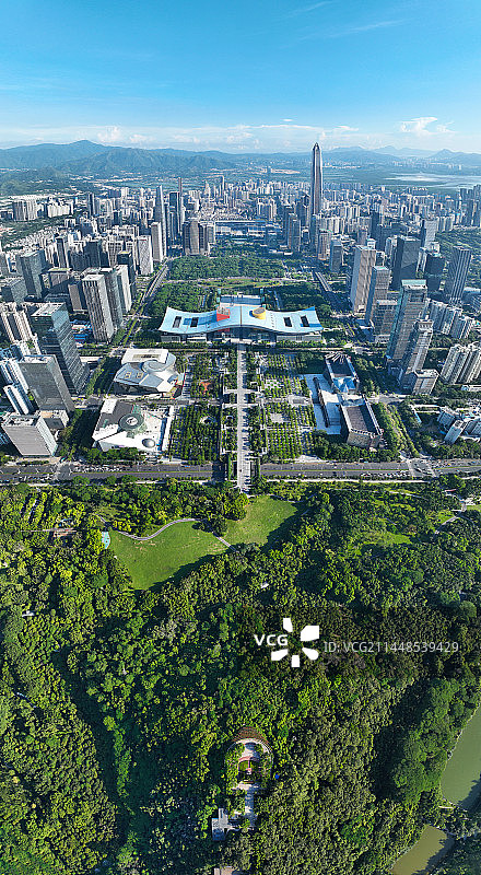 广东省深圳市福田区市民中心莲花山深业上城航拍图片素材