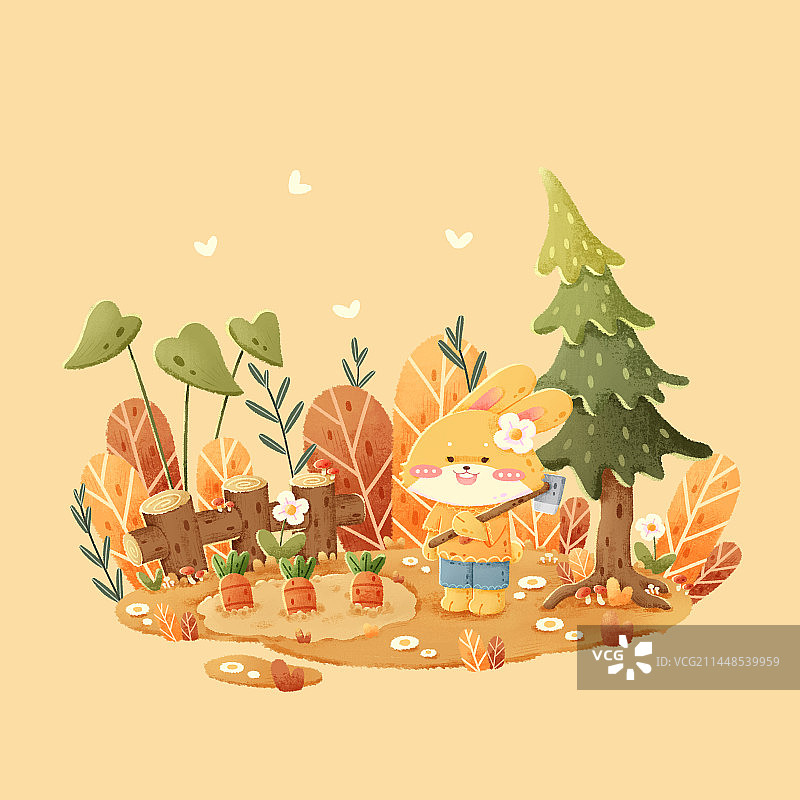 小兔子种萝卜图片素材