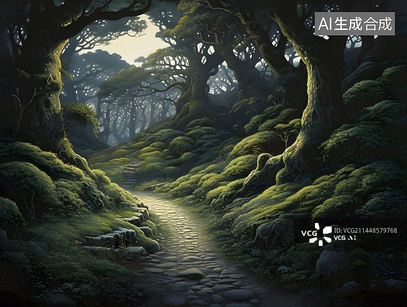 【AI数字艺术】曲径通幽图片素材
