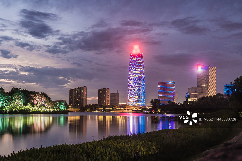 嘉兴桐乡凤凰湖夜色图片素材