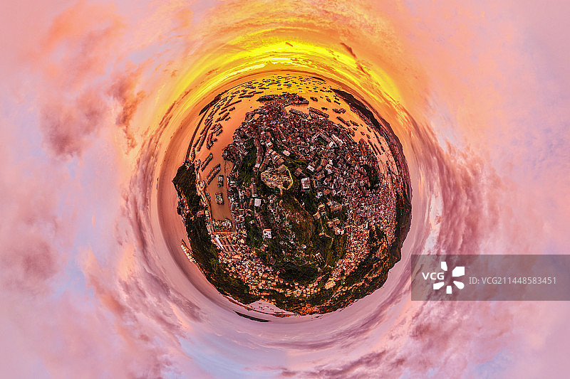 小箬村晚霞（球形全景版1）图片素材