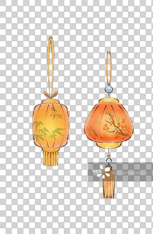 手绘中国传统节日装饰灯笼图片素材