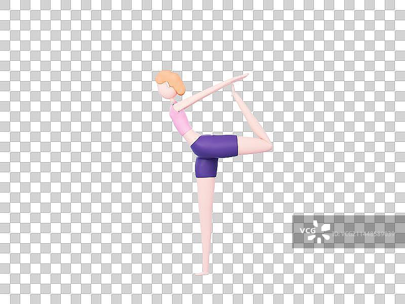 3D渲染卡通瑜伽女性人物图片素材