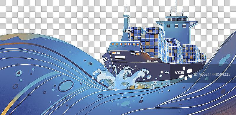 在海洋上航行的货船图片素材