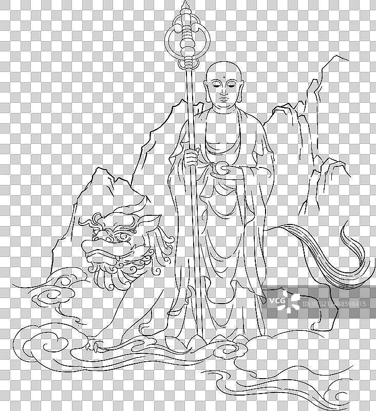 佛像菩萨手绘线稿免抠素材图片素材