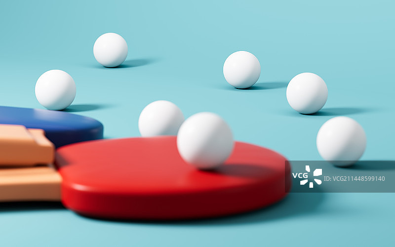 卡通乒乓球模型3D渲染图片素材