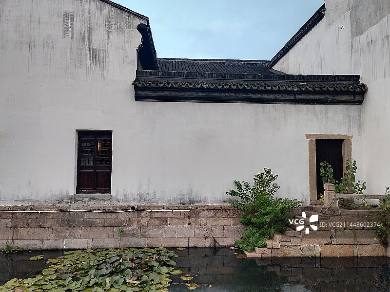 浙江嘉兴月河街临河中式建筑图片素材