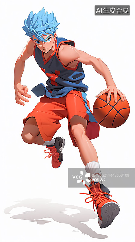 【AI数字艺术】打篮球的男生插画图片素材