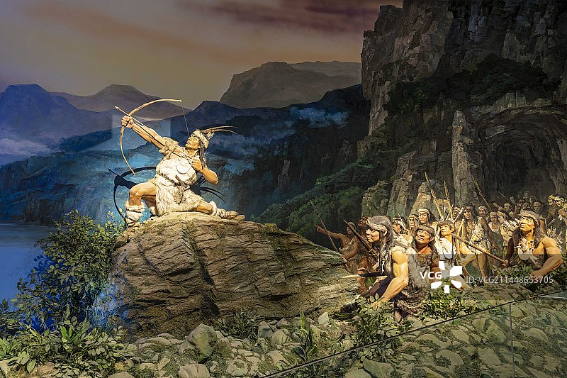 恩施州博物馆人工造景-廪君狩猎图片素材