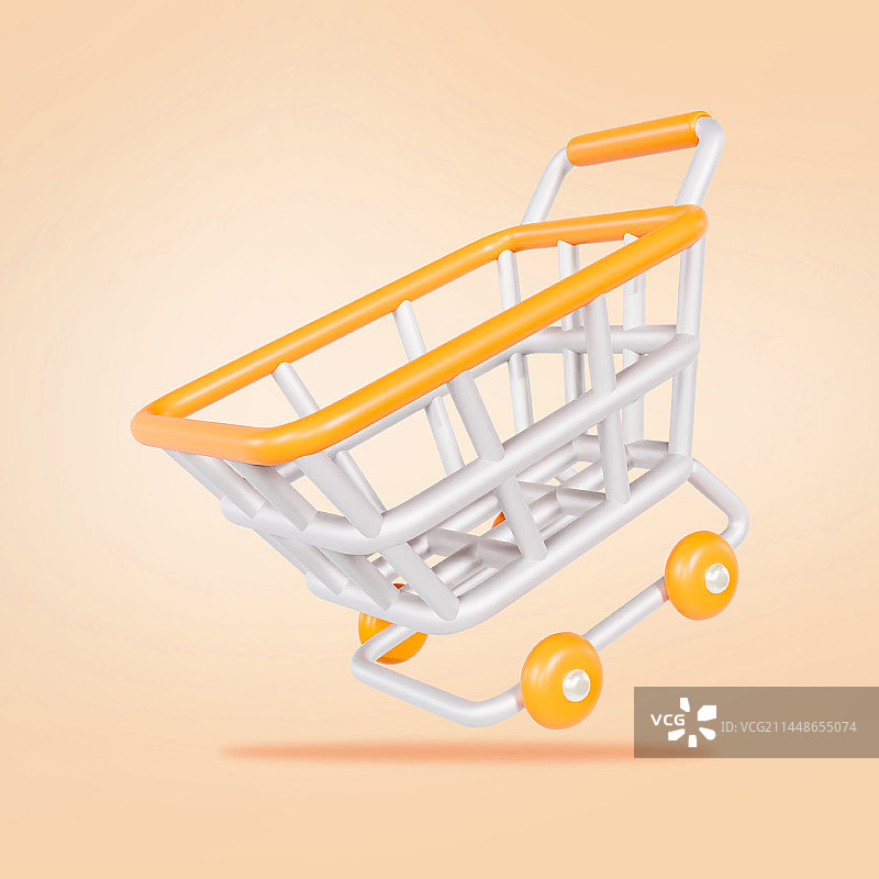 3D立体彩色购物车双十一电商插画图片素材