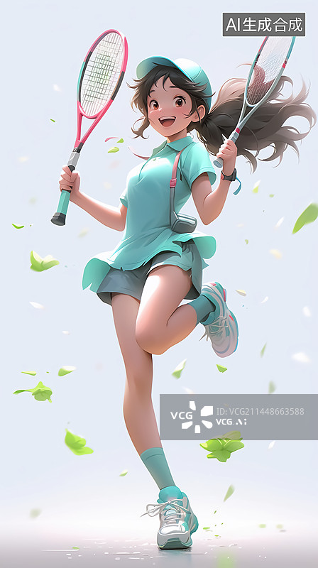 【AI数字艺术】打网球的女生图片素材
