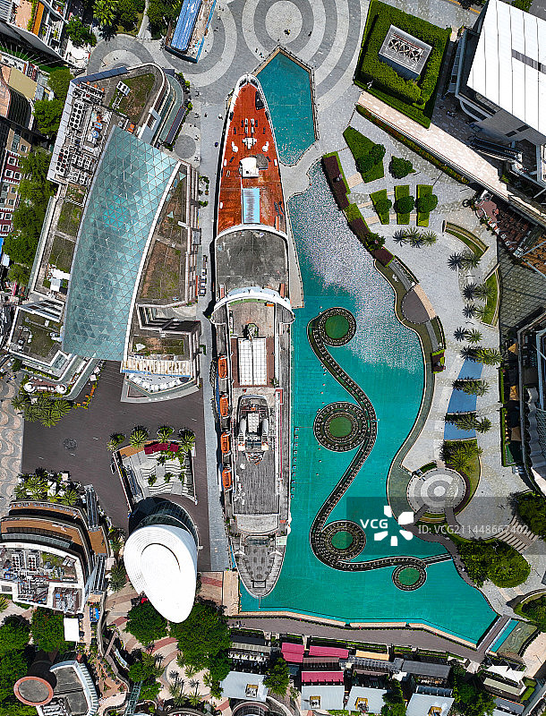 广东省深圳市南山区蛇口女娲滨海公园海上世界文化艺术中心招商局大厦航拍图片素材