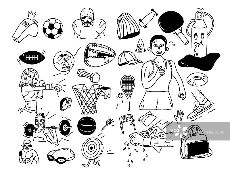 运动元素线条画图片素材