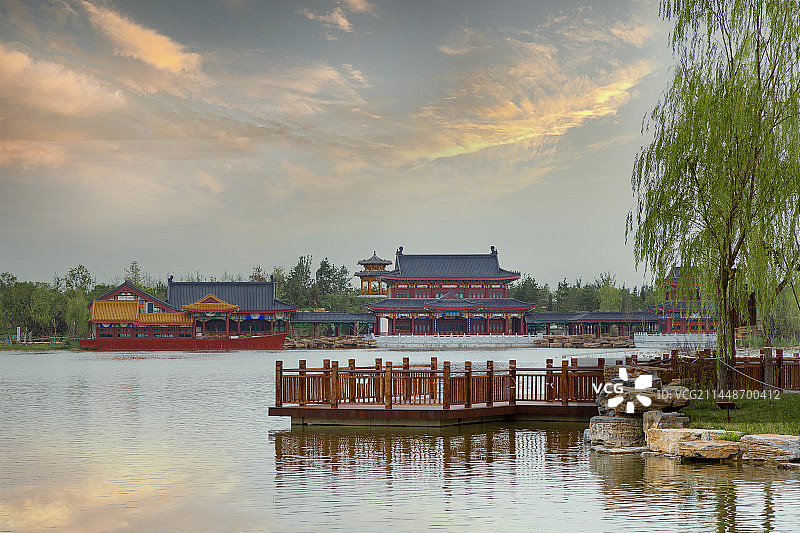 河北大运河边“沧州园博园”风光图片素材