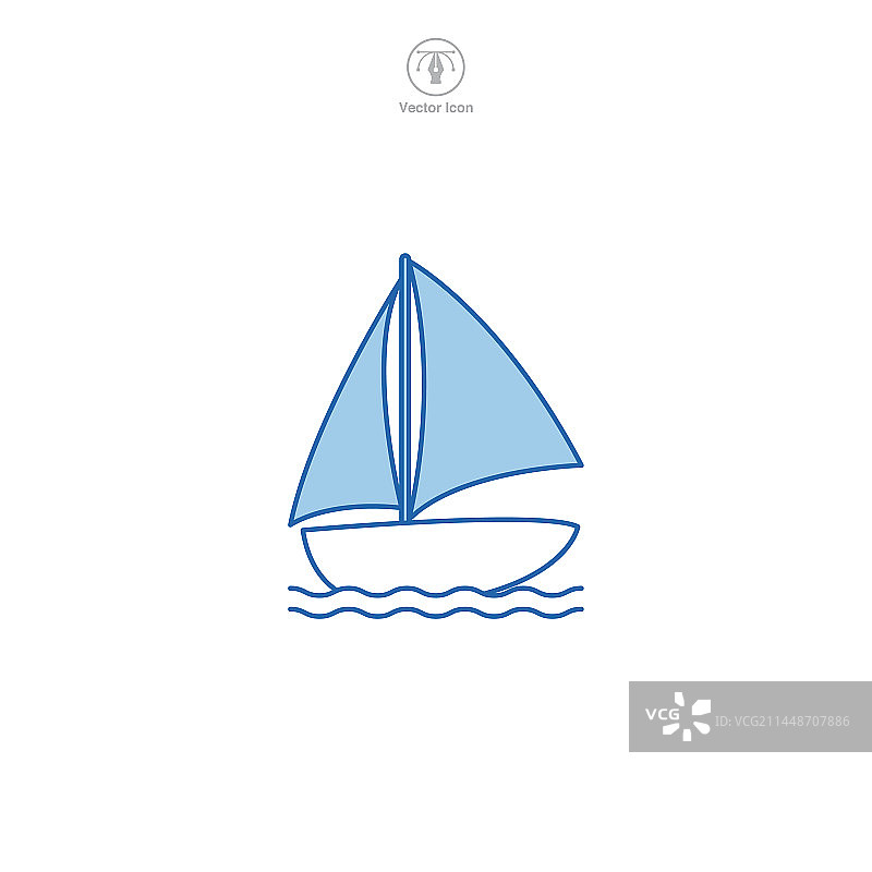 白色背景上的帆船图标符号图片素材