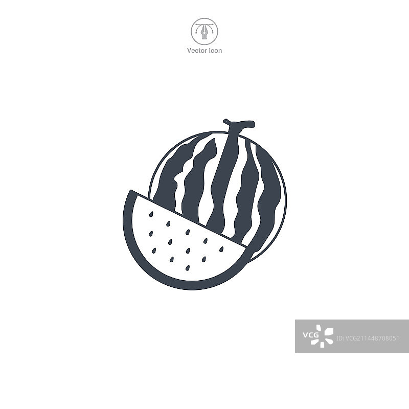 西瓜切片图标符号，白色背景图片素材