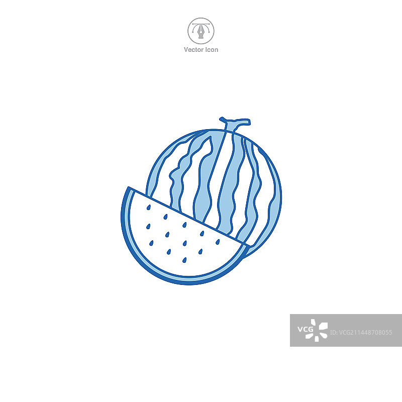 西瓜切片图标符号，白色背景图片素材