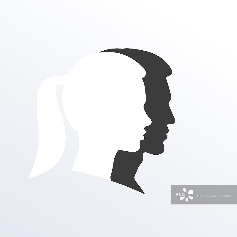 男人和女人的脸部轮廓图片素材