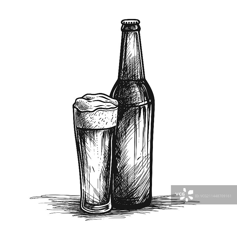 手绘漫画啤酒涂鸦图片素材