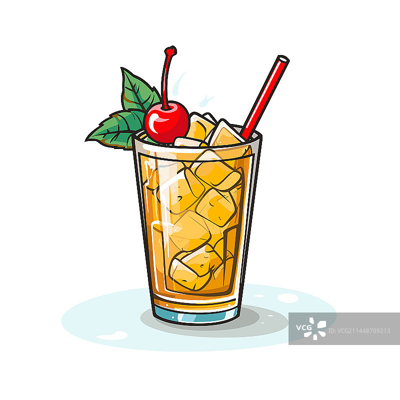 手绘动漫 Mai Tai鸡尾酒图片素材
