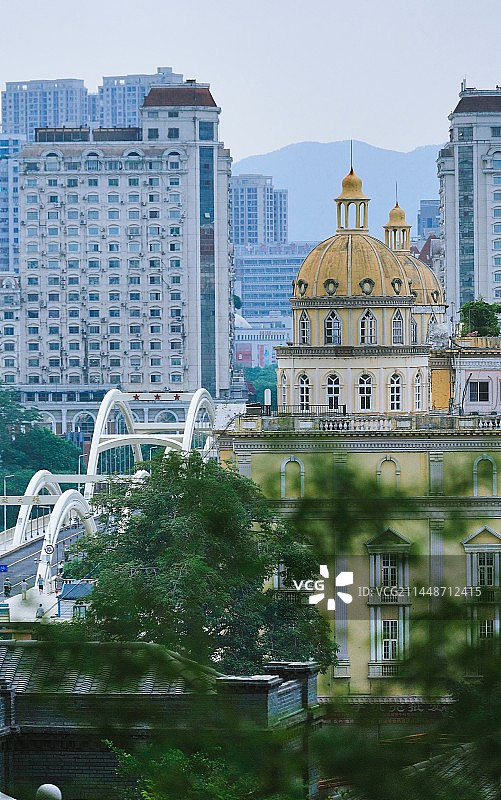 福州的中洲岛和解放大桥特写图片素材