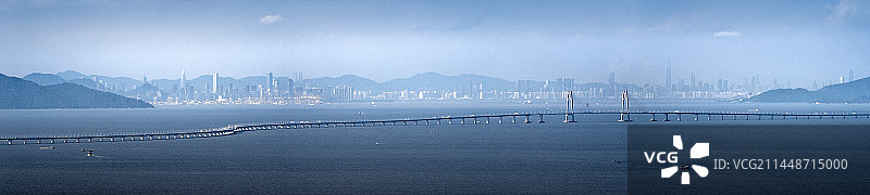 深圳与港珠澳大桥同框图片素材