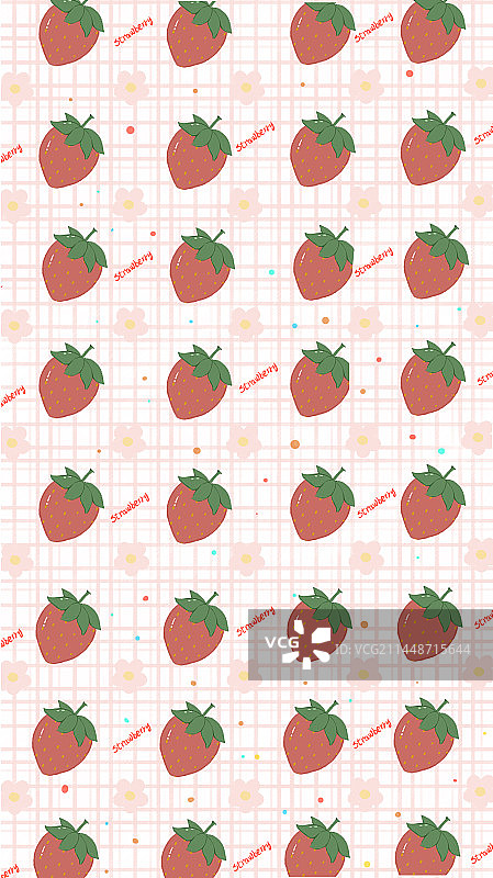 卡通草莓手机壁纸背景图片素材