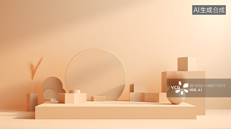 【AI数字艺术】莫兰迪配色高端展台图片素材