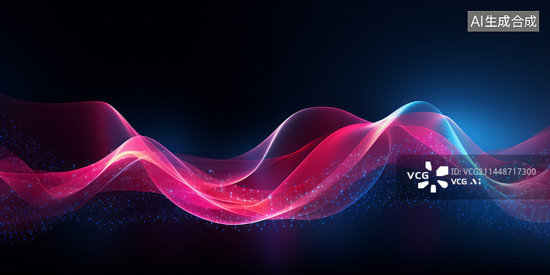 【AI数字艺术】发光粒子波浪网络科技抽象背景图图片素材
