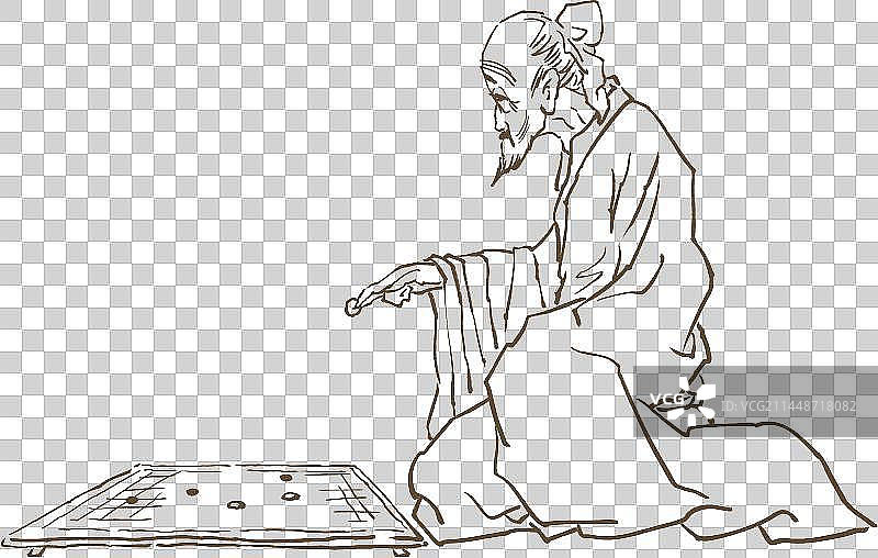 下围棋的古代智者人物元素图片素材