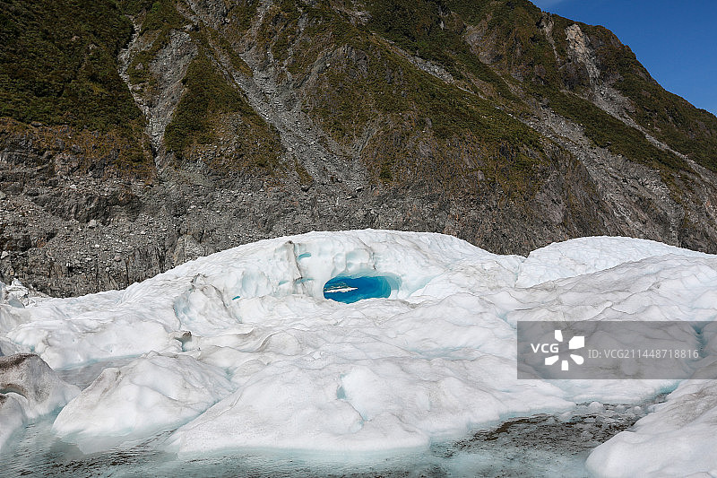 新西兰南岛福克斯冰川 近景特写图片素材