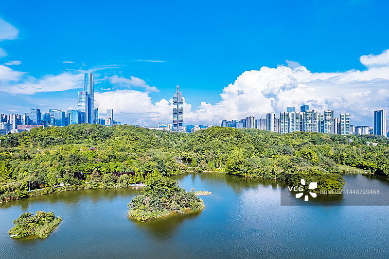 中国贵州贵阳观山湖和新区CBD高楼航拍图片素材