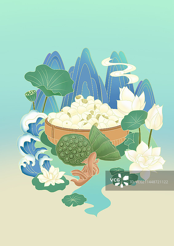 莲子插画设计图片素材