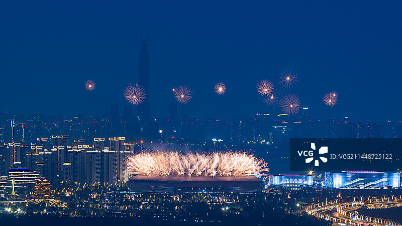 2023年成都大运会开幕式烟花烟火图片素材