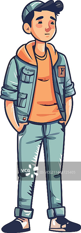 穿着休闲牛仔裤站立的年轻男子图片素材