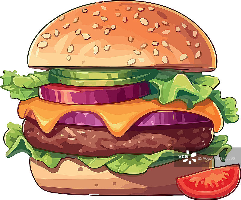烤汉堡配芝麻面包和奶酪图片素材