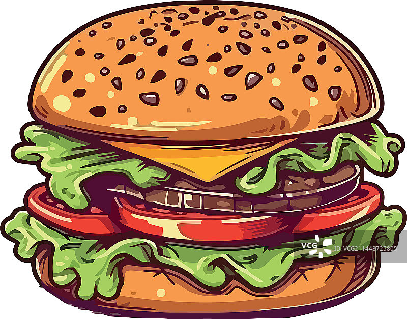 烤汉堡配芝麻面包和奶酪图片素材
