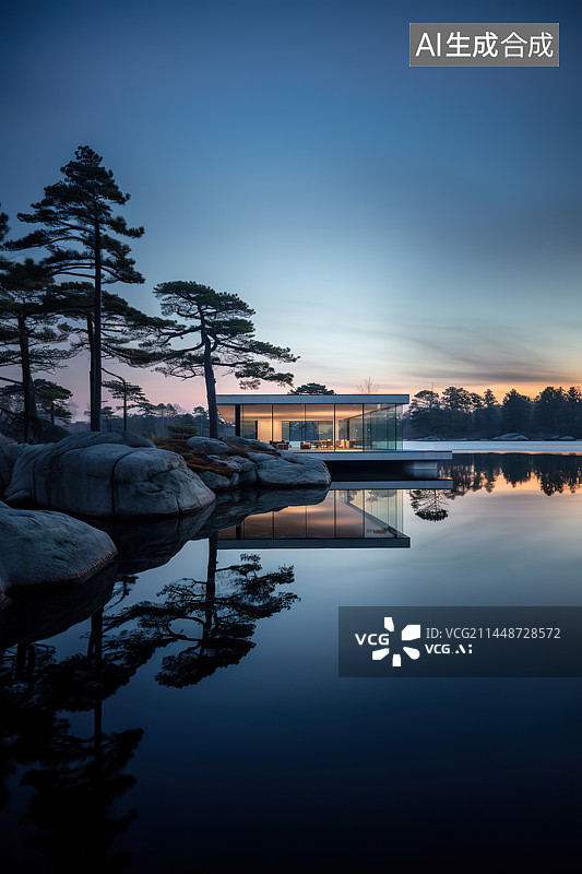 【AI数字艺术】别墅景观图片素材
