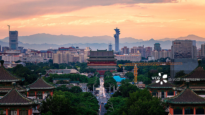 中轴线鼓楼黄昏图片素材