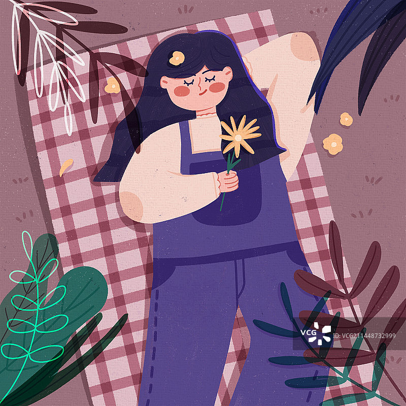 治愈系女生成长系列—独处图片素材