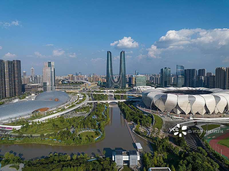 航拍杭州亚运会奥体中心图片素材