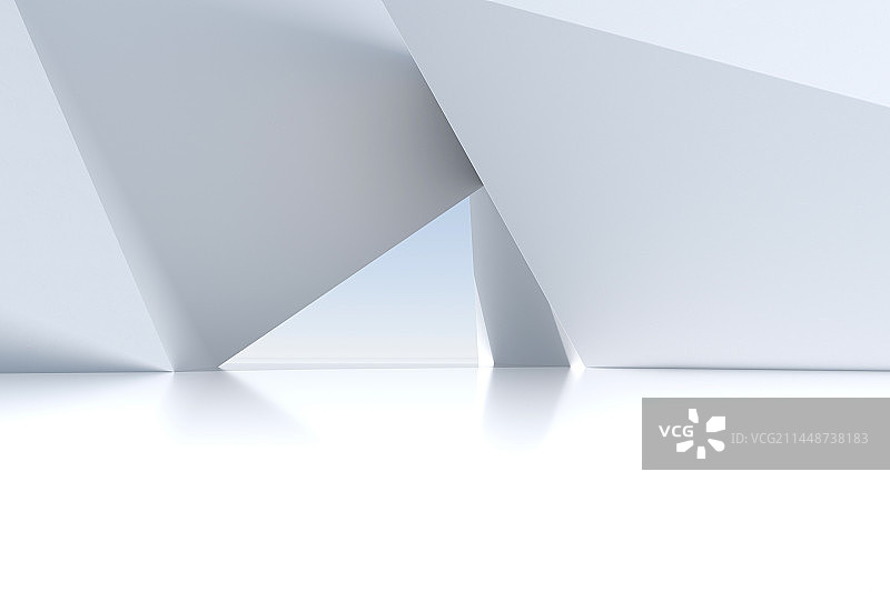 3D白色抽象建筑空间背景图片素材