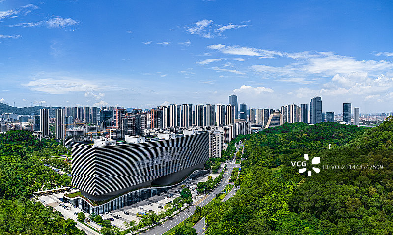 深圳光明区政务服务中心全景航拍图片素材
