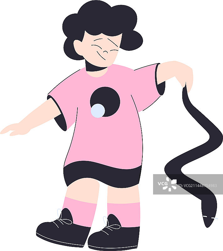 抓住蛇尾巴玩耍的小男孩图片素材