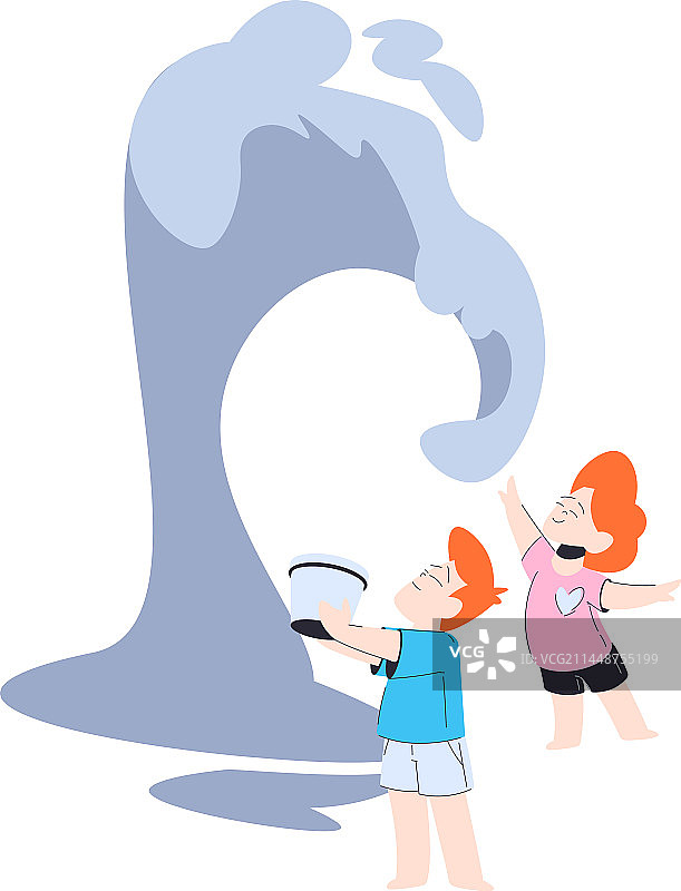 小男孩和女孩在海边玩耍图片素材